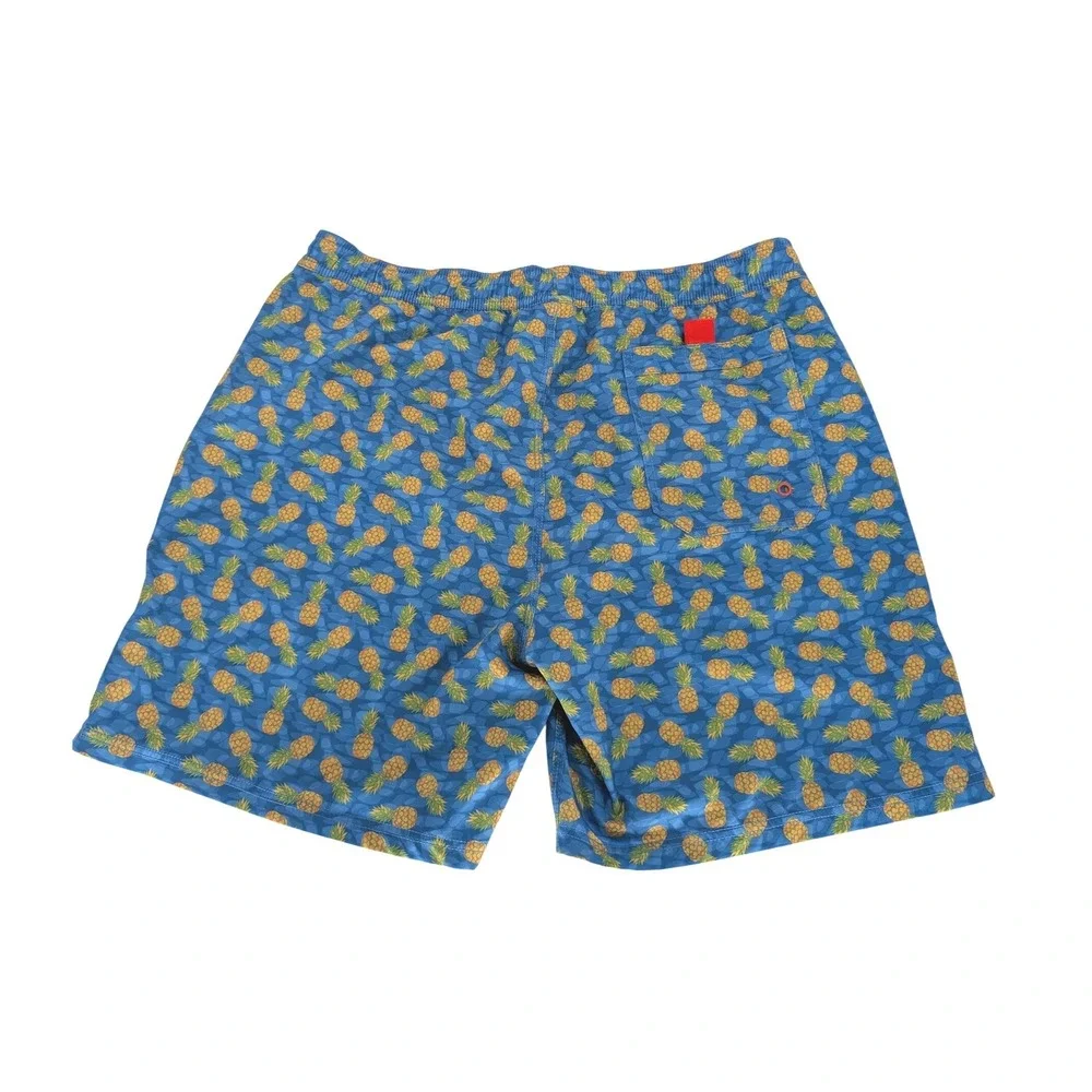 Johnston & Murphy Swim Trunks Mens Large Blue Pineapple Print Tropical Resort‎